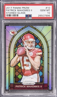 2017 Panini Football Stained Glass Prizm #10 Patrick Mahomes Rookie Card - PSA GEM MT 10